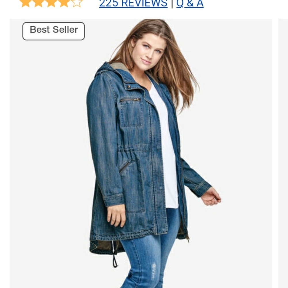 Hooded denim anorak jacket size 28/30
